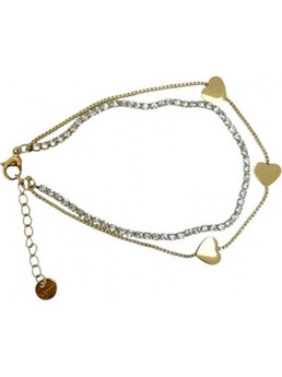 RO Accessories Γυναικείο Βραχιόλι Αλυσίδα με Καρδιά Xρυσό BR173