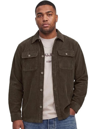 Jack & Jones Ανδρικό Πουκάμισο Κοτλέ Μακρυμάνικο Κανονική Γραμμή Καφέ 12298657