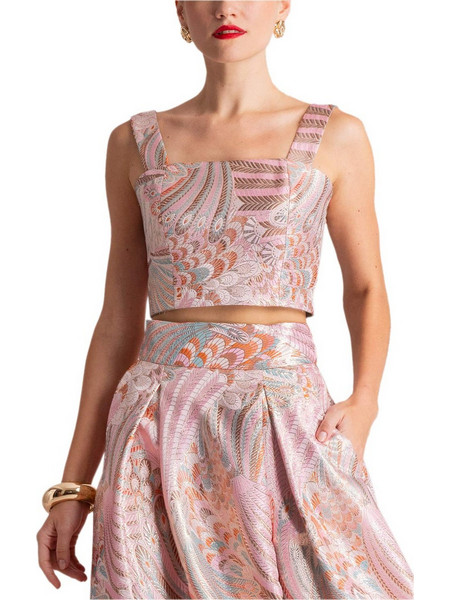 Moutaki Γυναικείο Καλοκαιρινό Crop Top Ροζ 26.01.04