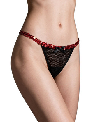 Milena By Paris Γυναικείο Sexy String Μαύρο Κόκκινο 7756
