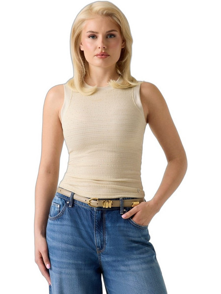 Guess Γυναικείο Καλοκαιρινό Top με Στρας Μπεζ W6GP14K2940-F1CY