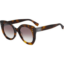Fendi FF 0265/S 086/NQ Γυναικεία Γυαλιά Ηλίου Στρογγυλά Κοκάλινα Καφέ με Καφέ Degradee Φακό