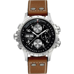 Hamilton Khaki Aviation Ανδρικό Ρολόι Χρονογράφος Αυτόματο με Καφέ Δερμάτινο Λουράκι H77616533