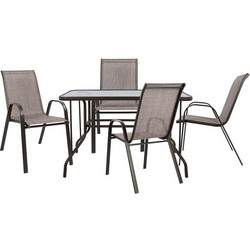 HomeMarkt Σετ Τραπεζαρία Κήπου Μεταλλικό 5τμχ Καφέ HM5193.02