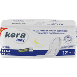 Kera Lady Extra Σερβιέτες Ακράτειας 6 Σταγόνες 12τμχ