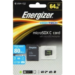 Energizer High Tech microSDXC 64GB Class 10 U1 UHS-I 80MB/s + Adapter