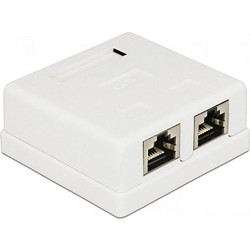 Wall Adapter RJ45 8p8c UTP Cat6 Αυτοκόλλητη Πρίζα Δικτύου 2 Γραμμών Λευκή CAB-N130