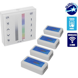 GLOBOSTAR(R) 04054 PRISM RGB Controller 12CH DC 12-24V 48A 1152W Max IP20 - RF 2.4GHz Ασύρματο Χειριστήριο Τοίχου Αφής 4 Ζωνών - M8.5xΠ2.5xΥ4.5cm