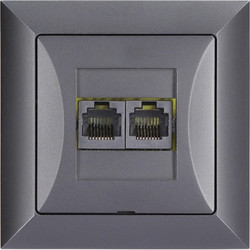 Πρίζα Δικτυου Rj45 Διπλη 8Pin Ανθρακι Timex 5907522125745