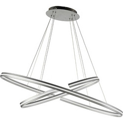 Ondaluce So.Ics Silver-Pc Κρεμαστό Φωτιστικό Οροφής Δίφωτο LED Ασημί