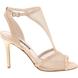 Nine West MANCHON2 Γυναικεία Πέδιλα Λουστρίνι Nude με Λεπτό Ψηλό Τακούνι