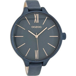 Oozoo Timepieces Γυναικείο Ρολόι με Μπλε Δερμάτινο Λουράκι C9544