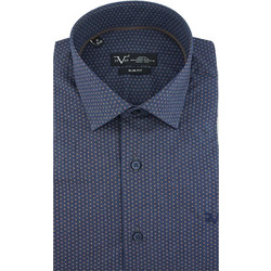 Versace 19V69 Ravenna 11.26 Ανδρικό Πουκάμισο Βαμβακερό Μακρυμάνικο Κανονική Γραμμή Μπλε