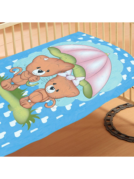 Dimcol Rainy Bears 05 Κουβέρτα Κούνιας Βελουτέ 110x140 Γαλάζια