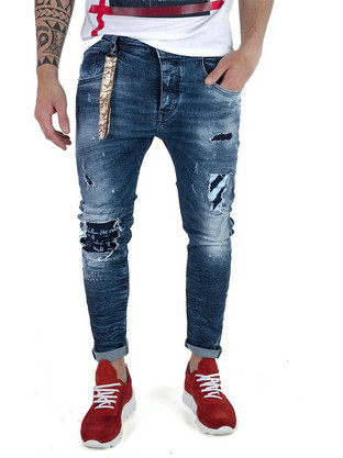 Stefan Ανδρικό Τζιν Παντελόνι Slim Εφαρμογή Μπλε 2006-SS20