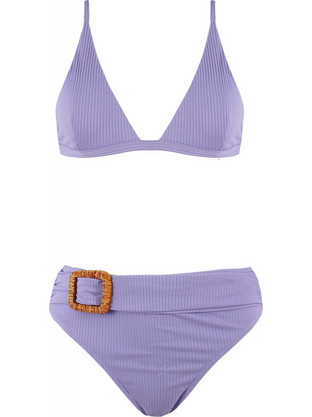 Gsecret Bikini Set Τριγωνάκι με Ενίσχυση Ψηλόμεσο Λιλά C9156-14041