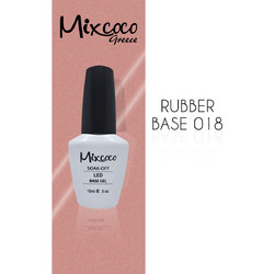 Mixcoco Soak-Off Led Uv Color Coat 018 Base Coat Ημιμόνιμο Βερνίκι Νυχιών 15ml