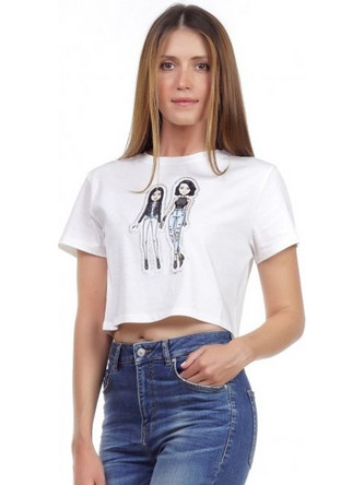 Γυναικεία Kendall+Kylie μπλούζα crop (KKW344201 White)