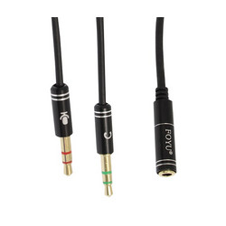 Stereo Splitter Gold Plated Ήχου 2 x 3.5mm Jack Αρσενικά σε 3.5mm Jack Θηλυκό 38cm Foyu FO-S037