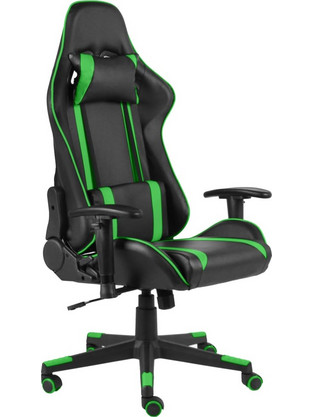 vidaXL Καρέκλα Gaming Δερματίνης με Ρυθμιζόμενα Μπράτσα Μαύρη Πράσινη 20480