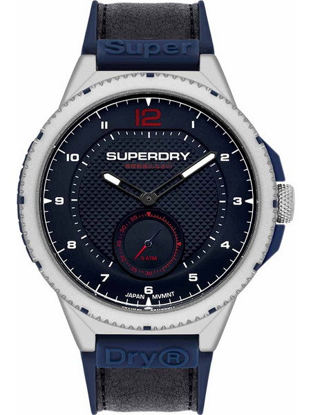 Superdry Marksman Ανδρικό Ρολόι με Μαύρο Δερμάτινο Λουράκι SYG285U