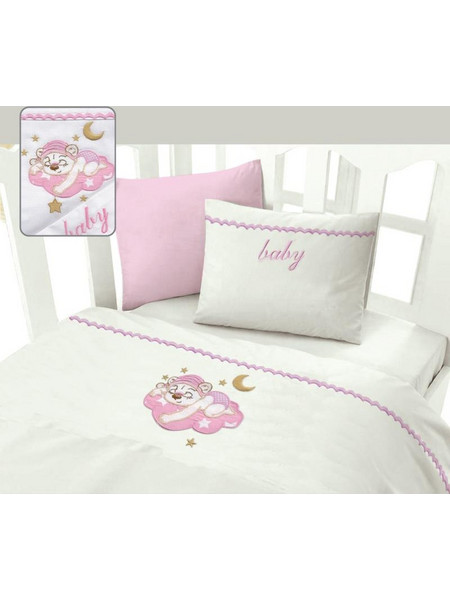 Mc Decor Cat Σετ Βρεφικά Σεντόνια Κούνιας Βαμβακερά 120x160 Pink