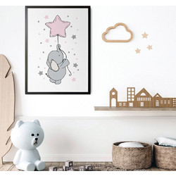 ΠΑΙΔΙΚΗ ΑΦΙΣΑ FLYING BABY PINK 48279 (PVC/PLEXIGLASS ΜΑΥΡΗ ΚΟΡΝΙΖΑ) 40x60cm