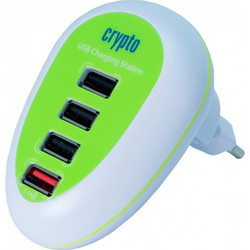 Crypto Φορτιστής Χωρίς Καλώδιο με 4 Θύρες USB-A White Green
