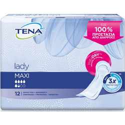 Tena Lady Maxi Σερβιέτες Ακράτειας 5.5 Σταγόνες 12τμχ