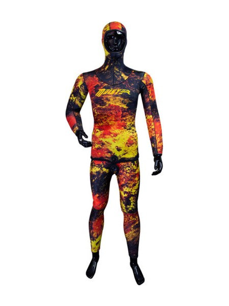 Meister Camo Fire Ολόσωμη Στολή Κατάδυσης Ξυρισμένη Neoprene με Επιστήθιο για Ψαροντούφεκο 5mm