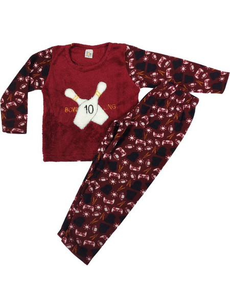 Bowling αγορίστικη fleece πυτζάμα μπορντό W22
