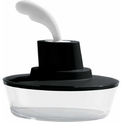 Βουτιριέρα Thermoplastic Resin Μαύρη Με Μαχαίρι Inox 18/10