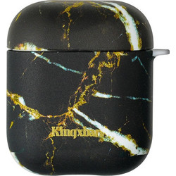Kingxbar AirPods Case Silicone Protective Box for AirPods headphones (Black Marble)