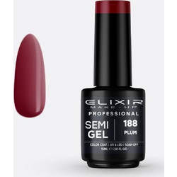 Elixir Semigel 188 Plum Ημιμόνιμο Βερνίκι Νυχιών 15ml