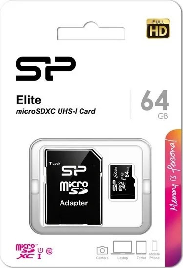 Κάρτα Μνήμης Silicon Power Elite microSDXC 64GB Class 10 U1 V10 UHS-I + Adapter