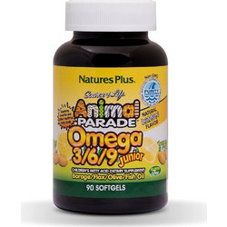 Nature's Plus Animal Parade Omega 3-6-9 Junior Ιχθυέλαιο & Έλαιο Λιναρόσπορου για Παιδιά Λεμόνι 90 Μαλακές Κάψουλες