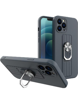 Ring Case silicone case with finger grip and stand for Xiaomi Redmi Note 10 / Redmi Note 10S dark blue
