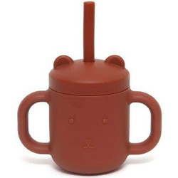 Petit Monkey Ποτήρι Σιλικόνης με Καλαμάκι Baked Clay 175ml