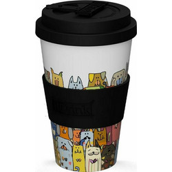 iDrink Ποτήρι Καφέ Bamboo με Καπάκι Stay Pawsitive 435ml ID5009