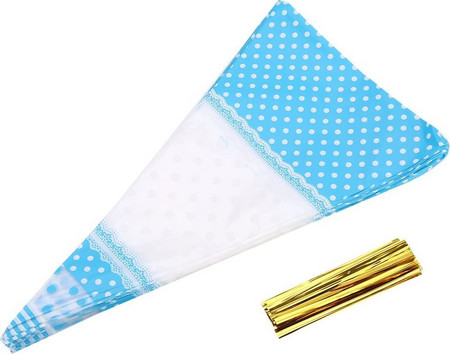 Cellophane Cone Candy bags 50pcs, Blue /transparent (30x17cm)