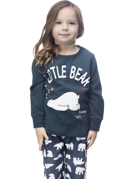 Galaxy Little Bear Παιδική Πιτζάμα Βαμβακερή Χειμωνιάτικη Ανθρακί 115-22