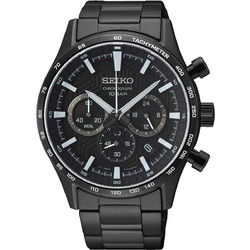 Seiko Conceptual Ανδρικό Ρολόι Χρονογράφος με Μαύρο Μεταλλικό Μπρασελέ SSB415P1