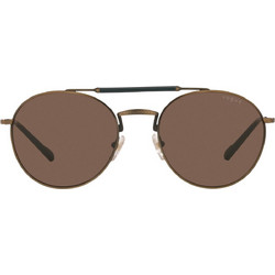 Vogue VO4240S 5137/73 Ανδρικά Γυαλιά Ηλίου Στρογγυλά Κοκάλινα Μεταλλικά Χρυσά με Καφέ Polarized Φακό