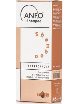 Uniderm Anfo Antiforfora Σαμπουάν κατά της Πιτυρίδας για Λιπαρά Μαλλιά 200ml