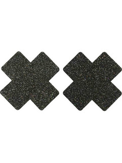 Black Glitter Cross Nipple Cover