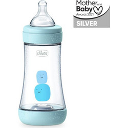 Chicco Perfect 5 Πλαστικό Μπιμπερό με Θηλή Σιλικόνης κατά των Κολικών 2m+ Σιέλ 240ml