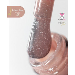 Alezori Vuall 02 Rubber Base Glitter Ημιμόνιμο Βερνίκι Νυχιών