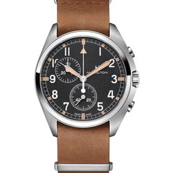 Hamilton Khaki Aviation Ανδρικό Ρολόι Χρονογράφος με Καφέ Δερμάτινο Λουράκι H76522531