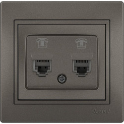 Lezard Πρίζα Τηλεφώνου RJ11 1X4P με 2 Εξόδους Ανθρακί Mira (Πλήρης) 701.4141138