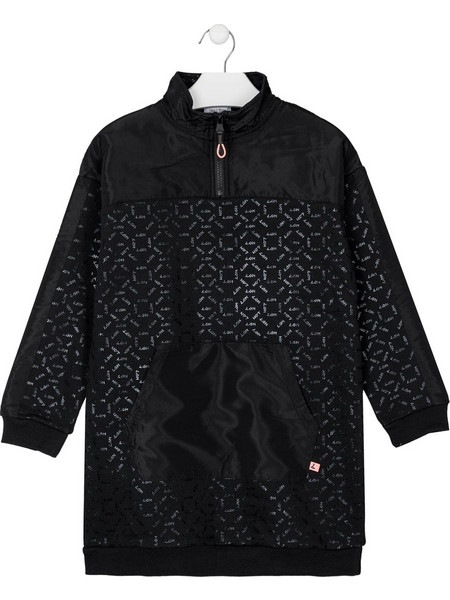 Losan Φόρεμα Ls Dress With Half Zip 22G-7001AL-063 Μαύρο Κορίτσι